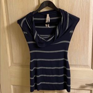 Anthropologie Striped Jersey Tee with Cowl Neck S